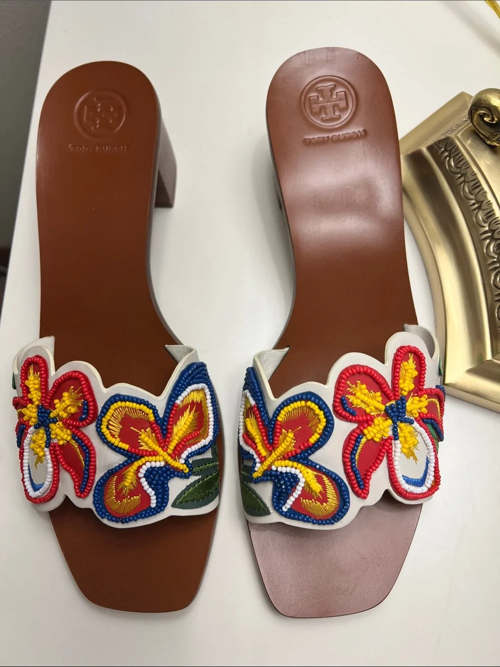 Bianca Floral Embellished Slide Sandal Tory Burch